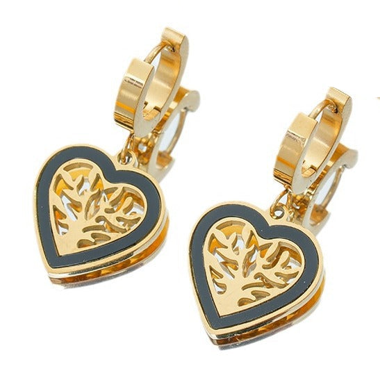 Noor Enamel Heart Tree Earrings