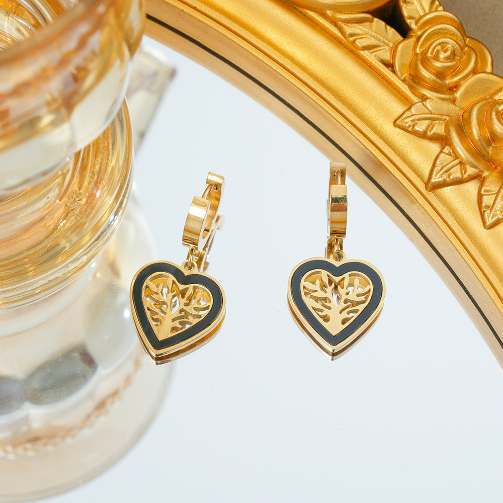 Noor Enamel Heart Tree Earrings