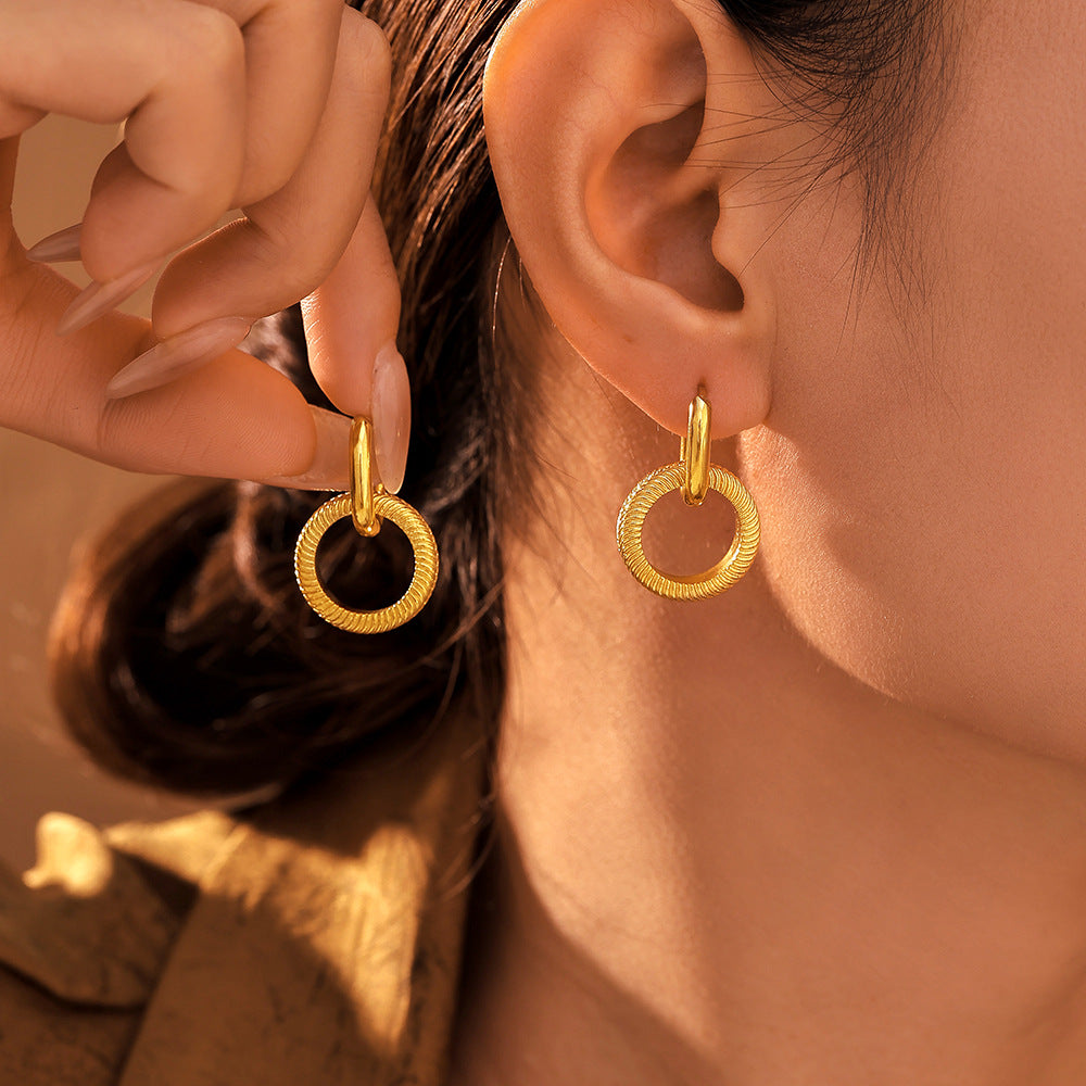 Nyra Textured Circle Hoops