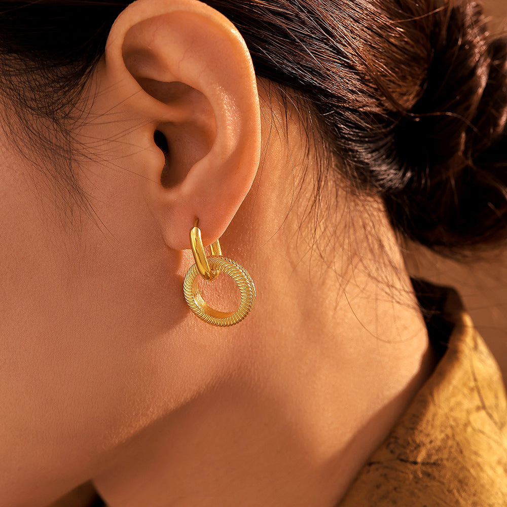 Nyra Textured Circle Hoops