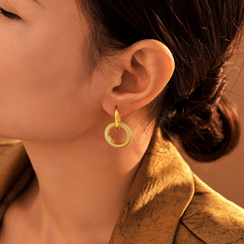 Nyra Textured Circle Hoops