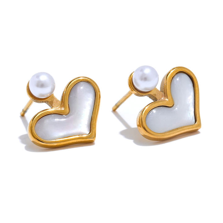 Pearla Heart Pearl Stud Earrings