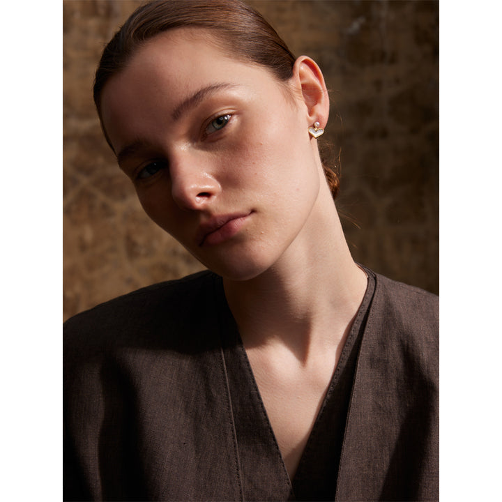 Pearla Heart Pearl Stud Earrings