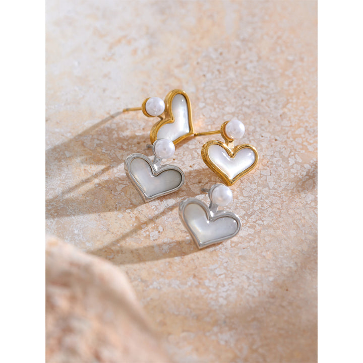 Pearla Heart Pearl Stud Earrings