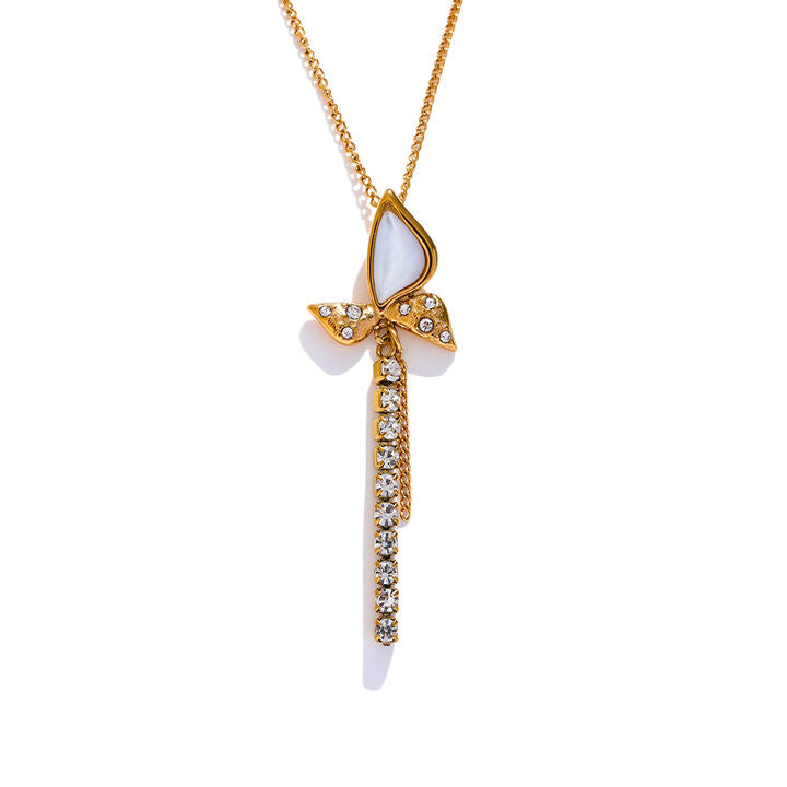 Reva Pearl Bow Necklace