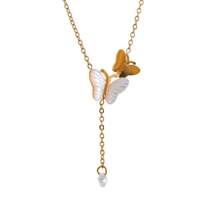 Riya Pearl Butterfly Drop Necklace