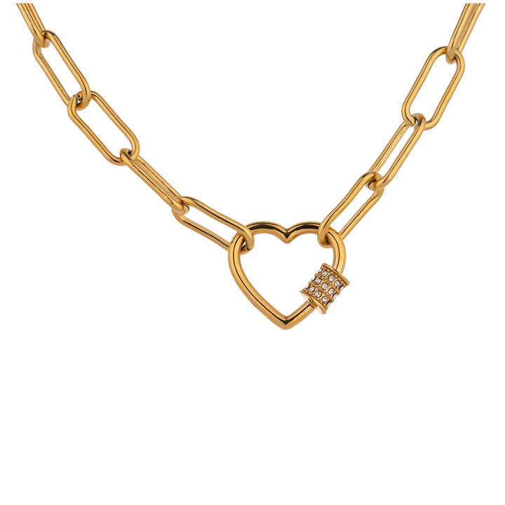 Saanvi Pave Heart Link Necklace