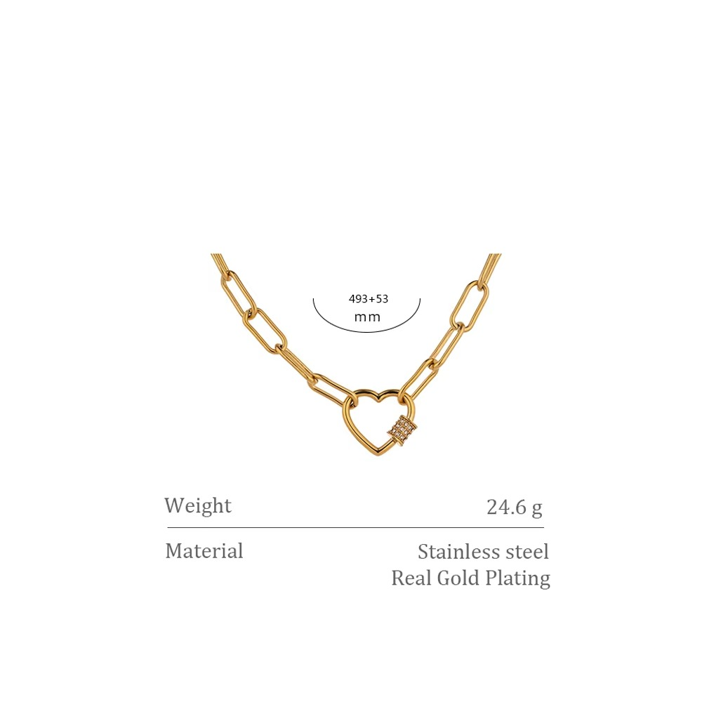 Saanvi Pave Heart Link Necklace