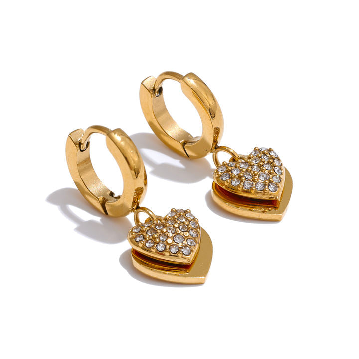 Suhana Dual Heart Charm Hoops