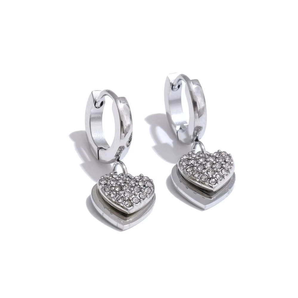 Suhana Dual Heart Charm Hoops
