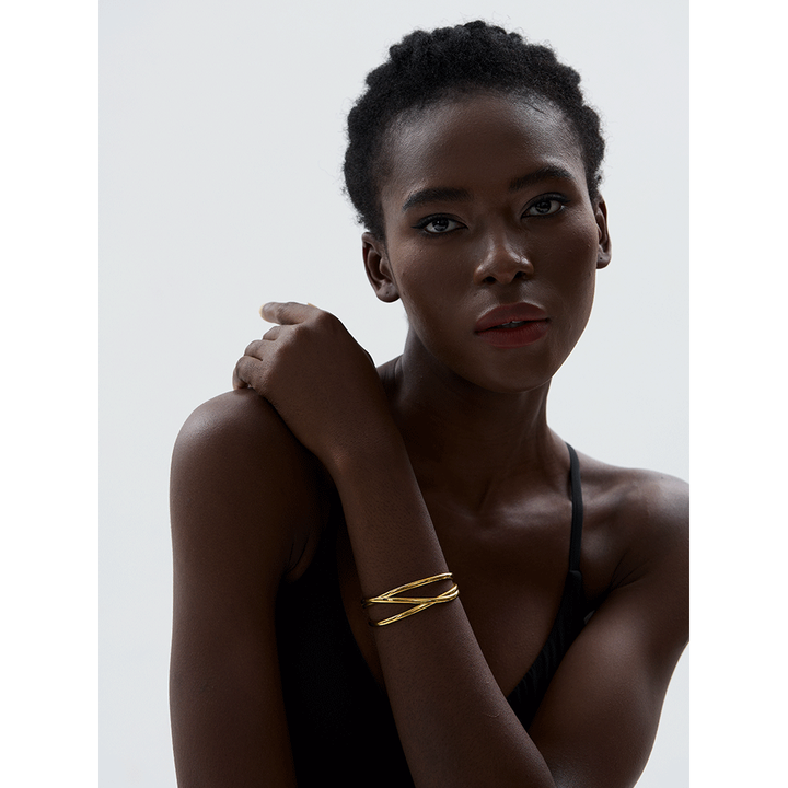 Tanya Cross Band Gold Cuff