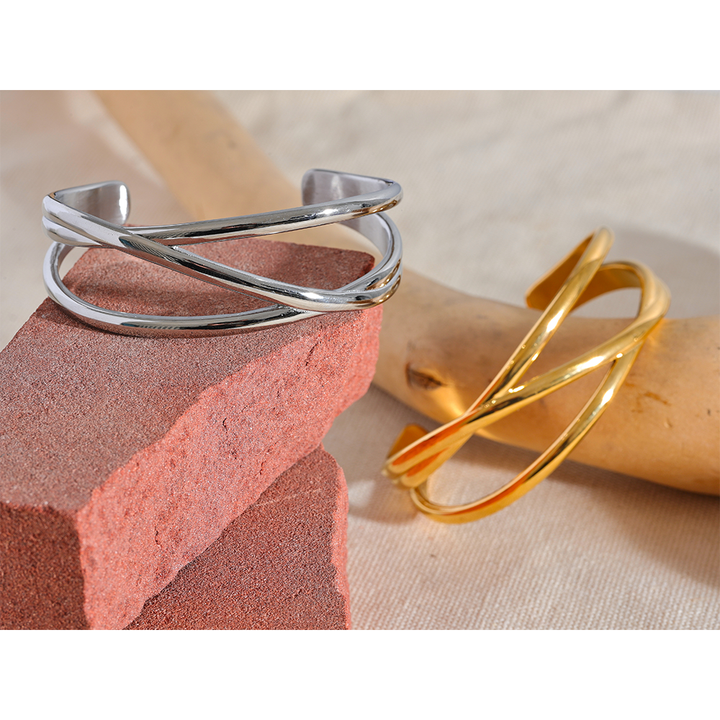 Tanya Cross Band Gold Cuff