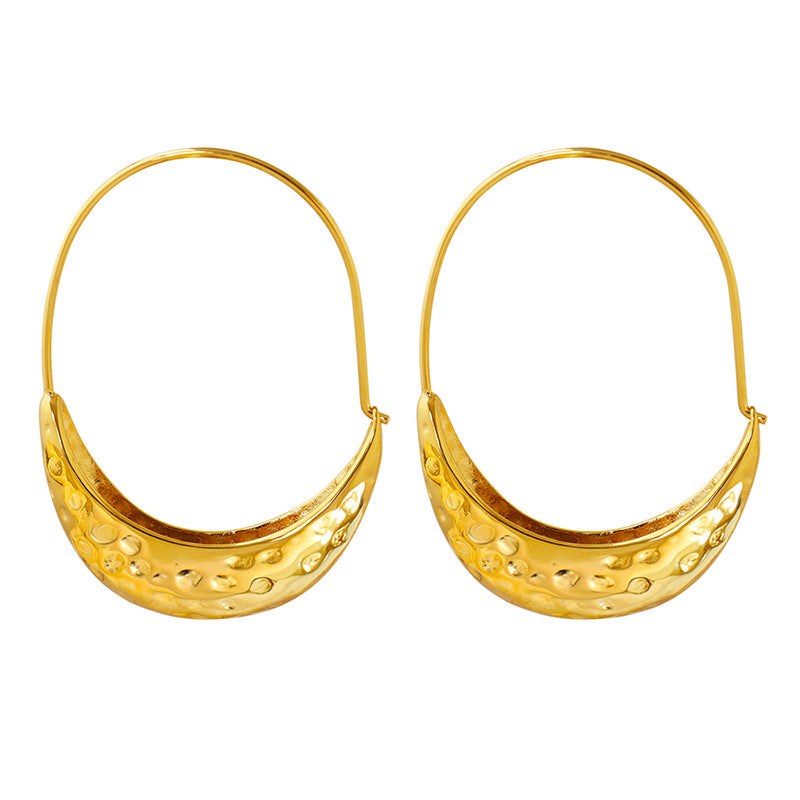 Tara Crescent Textured Hoops