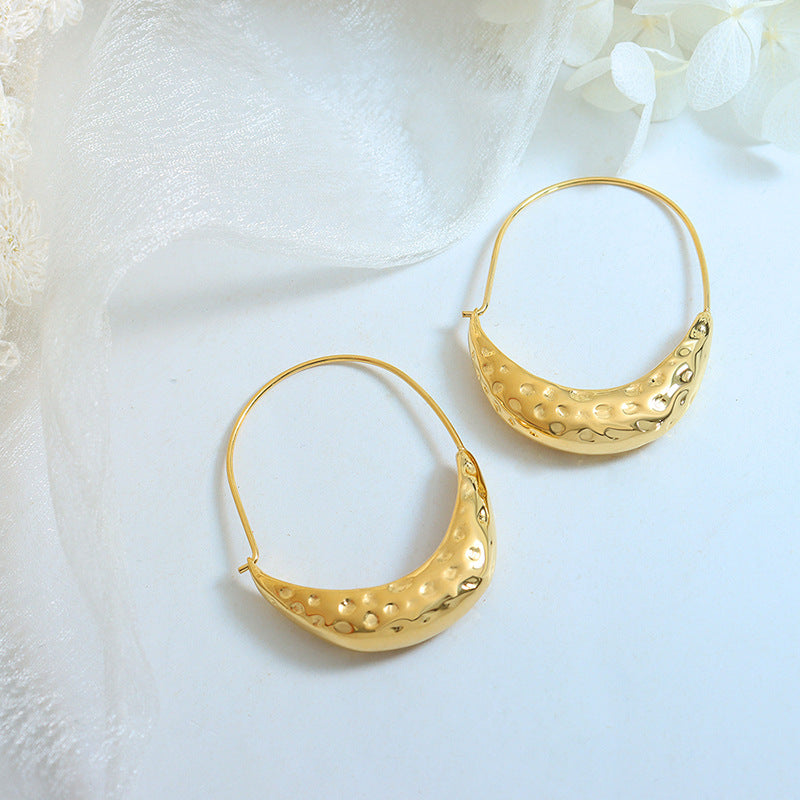 Tara Crescent Textured Hoops