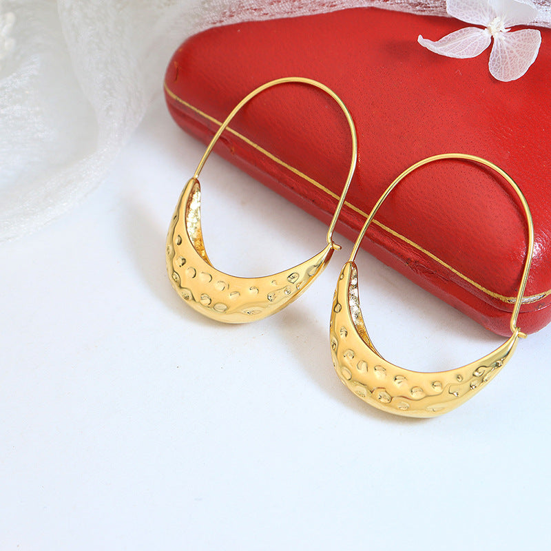 Tara Crescent Textured Hoops