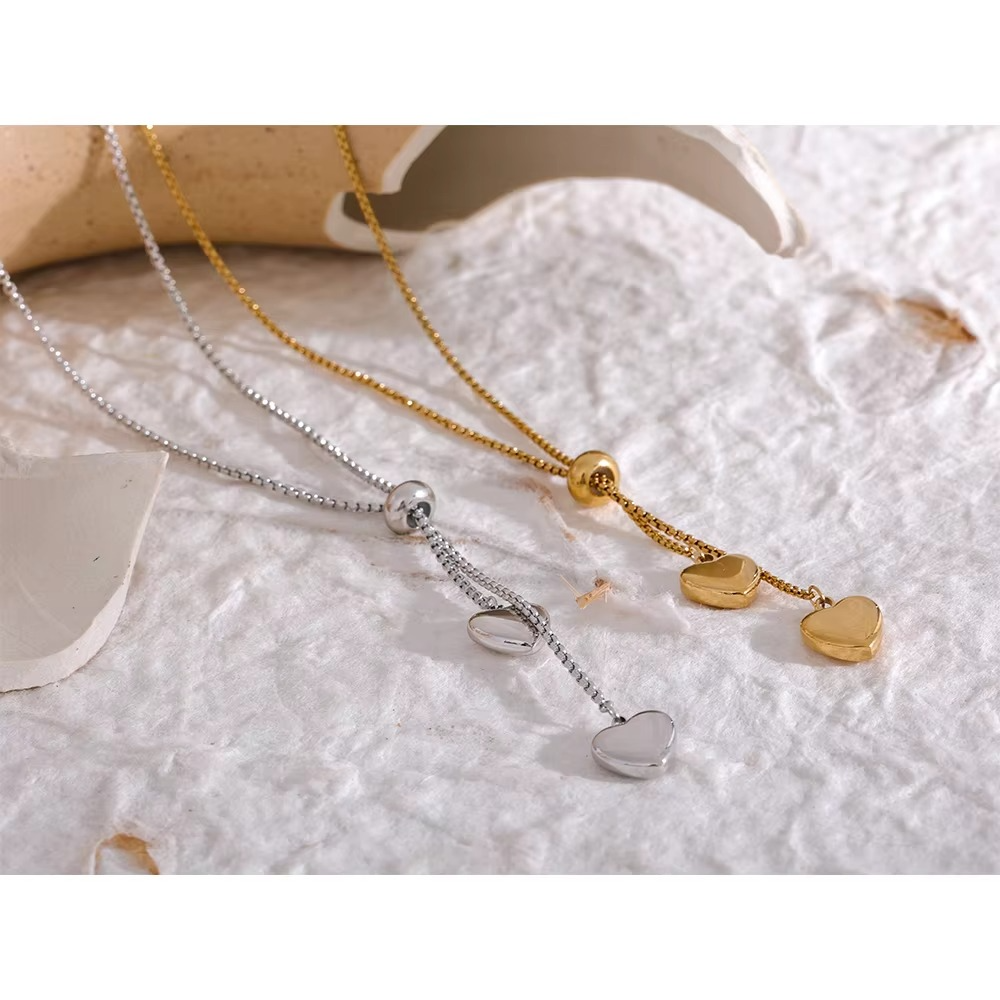 Tara Twin Heart Drop Necklace