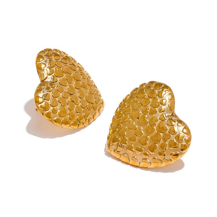 Vanya Textured Heart Studs