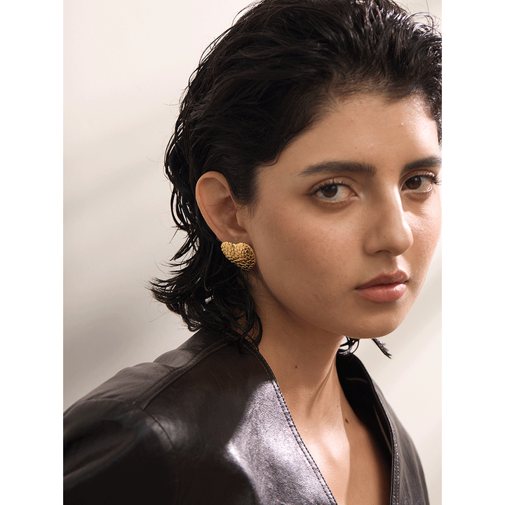 Vanya Textured Heart Studs