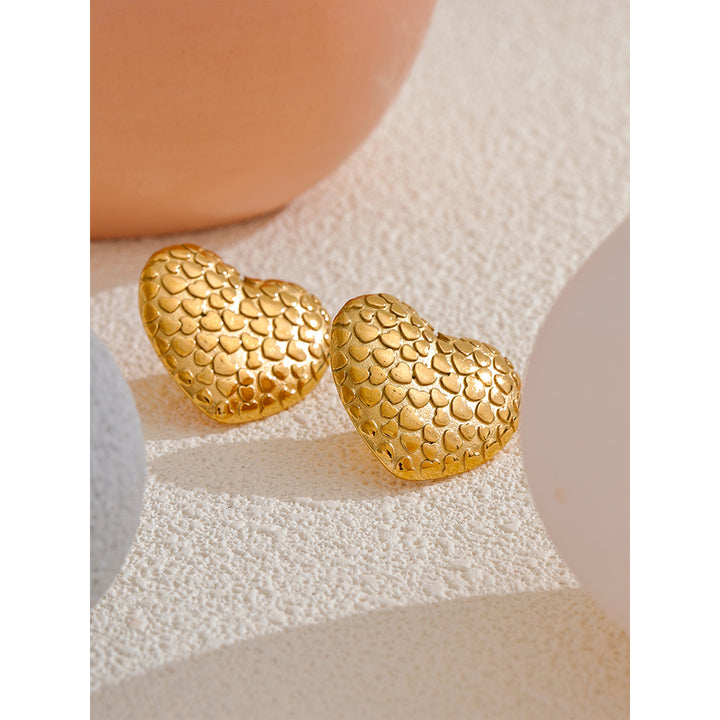 Vanya Textured Heart Studs