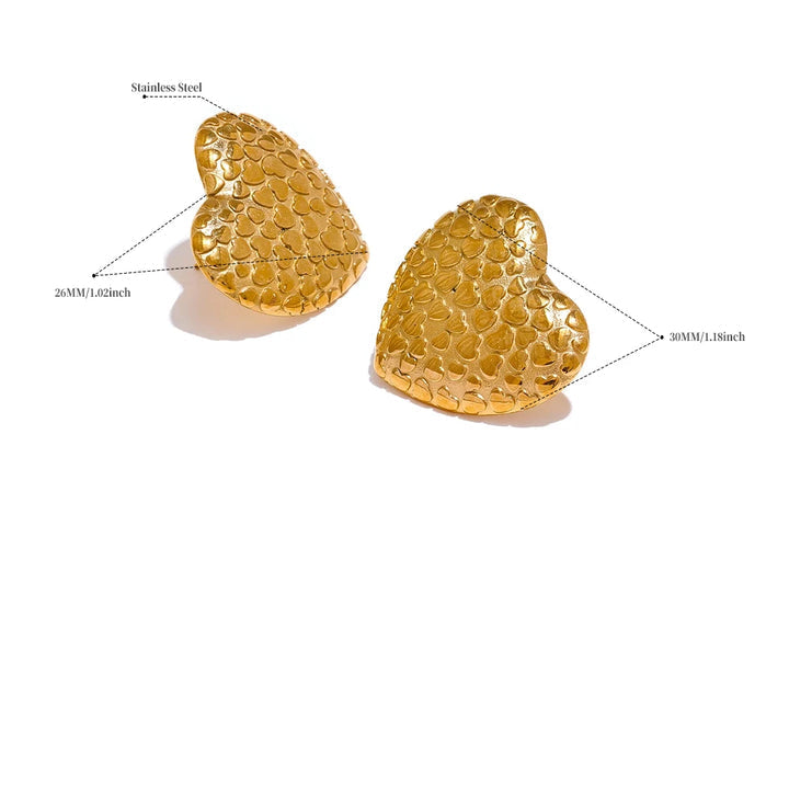 Vanya Textured Heart Studs
