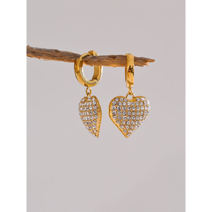 Ziva Pave Heart Drop Hoops