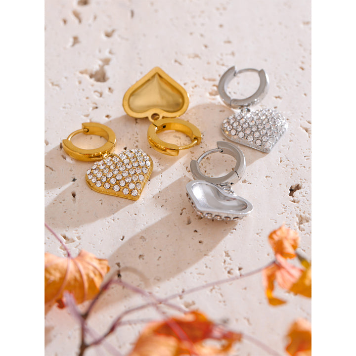Ziva Pave Heart Drop Hoops