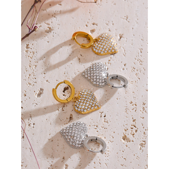 Ziva Pave Heart Drop Hoops