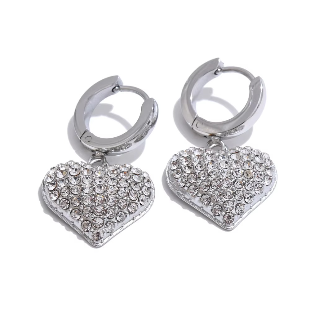 Ziva Pave Heart Drop Hoops