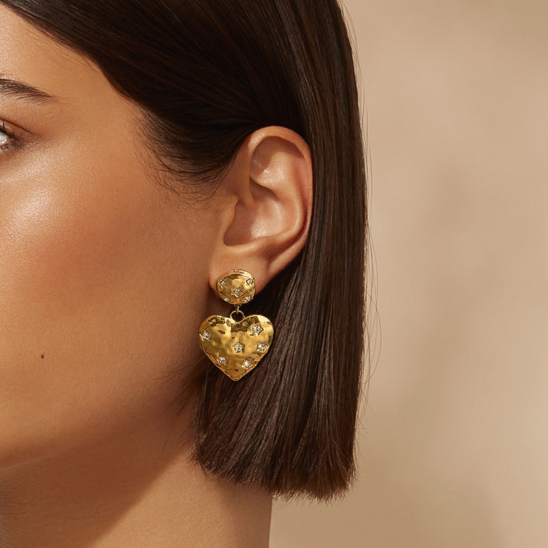 Ziya Textured Heart Studs