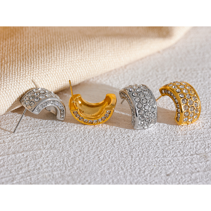 Zoya Crystal Crescent Earrings