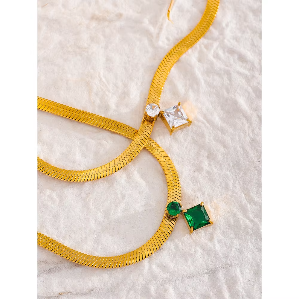 Zoya Emerald Snake Chain Necklace