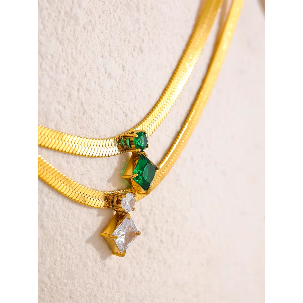 Zoya Emerald Snake Chain Necklace