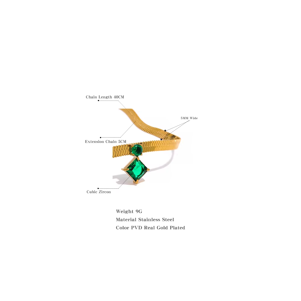Zoya Emerald Snake Chain Necklace