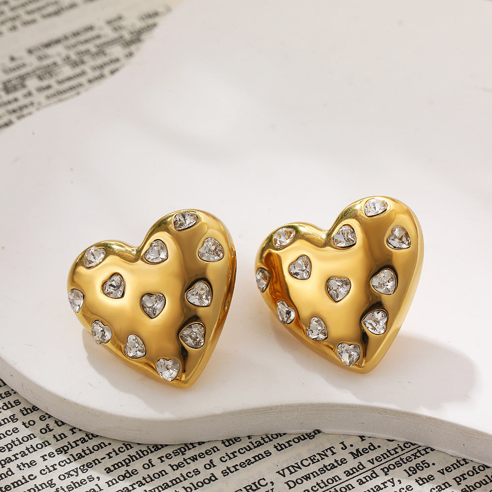 Zuri Crystal Heart Studs