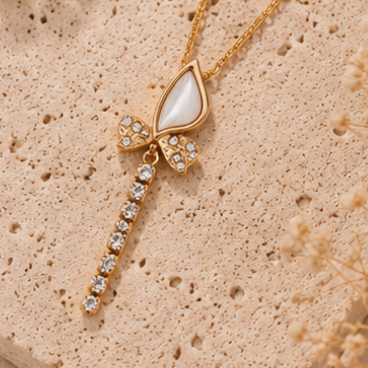 Reva Pearl Bow Necklace
