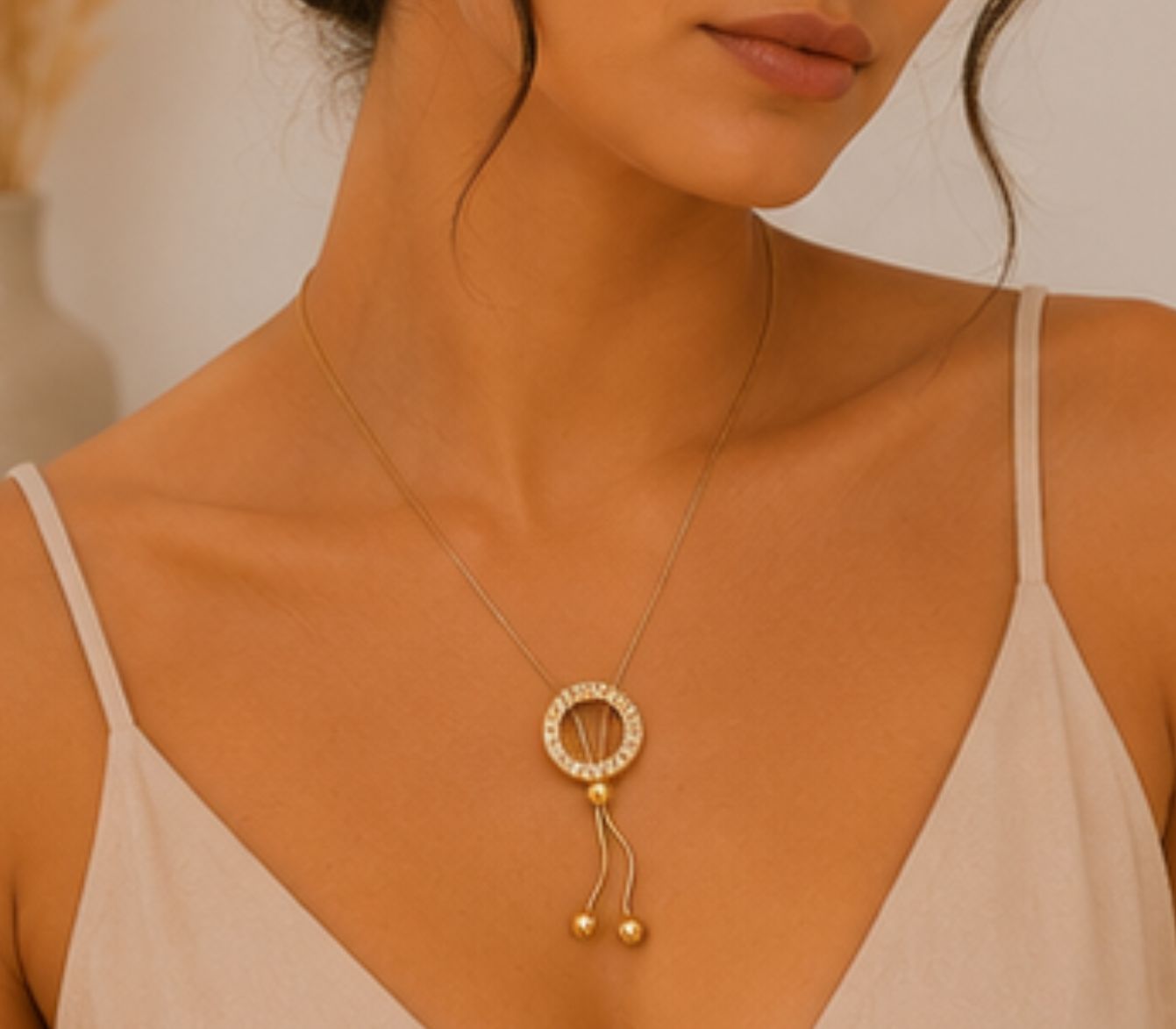 Meera Circle Drop Necklace