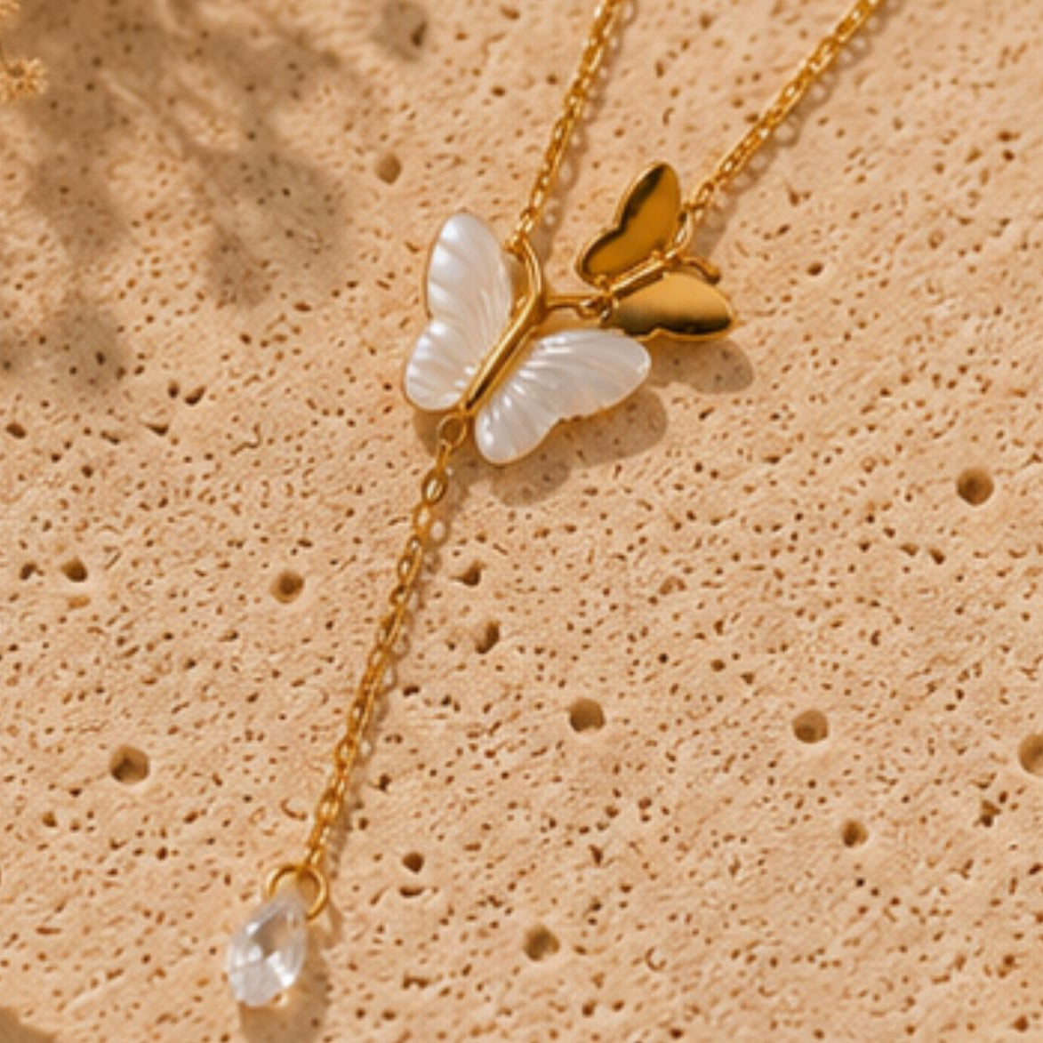 Riya Pearl Butterfly Drop Necklace