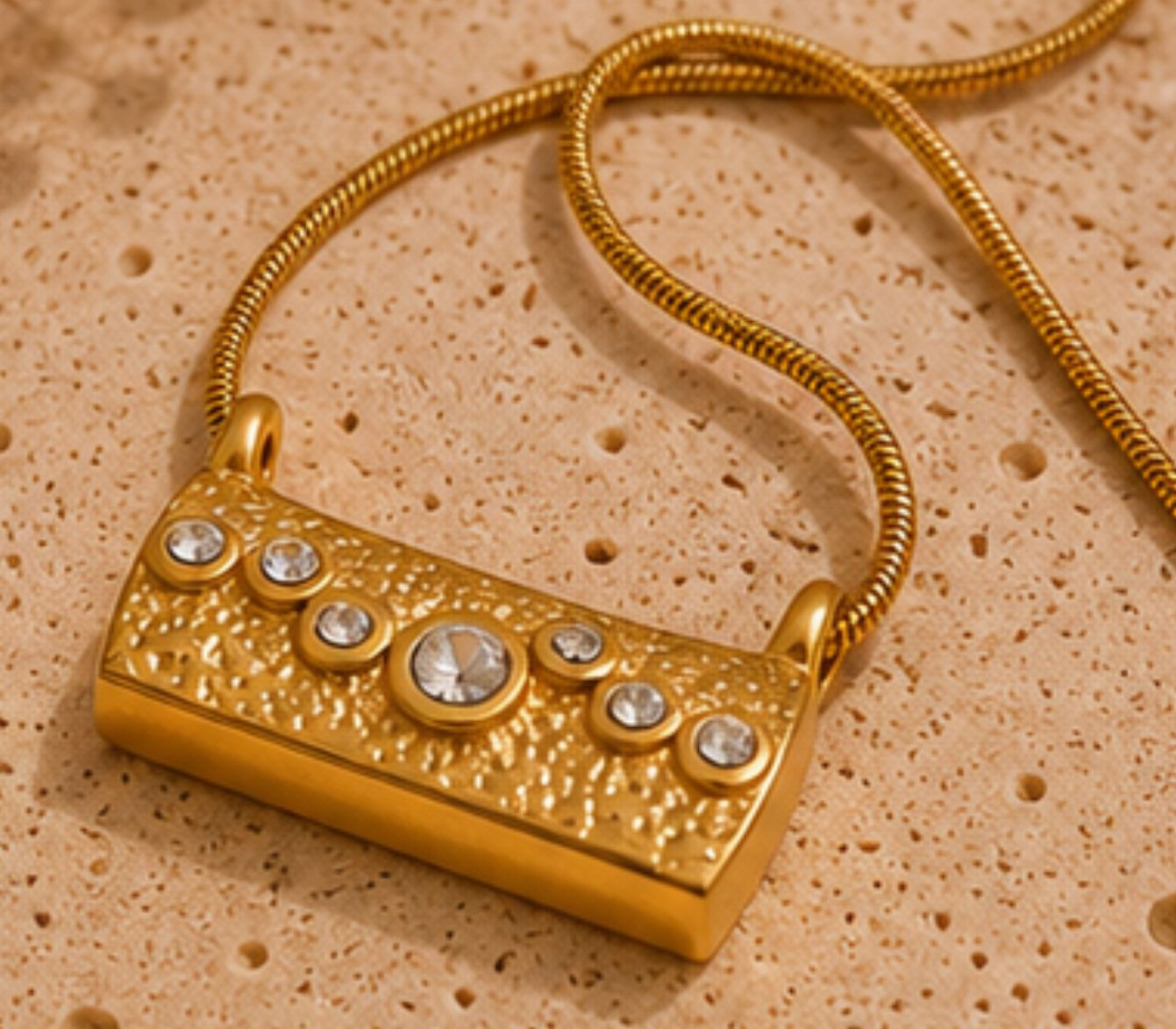 Noor Textured Bar Necklace
