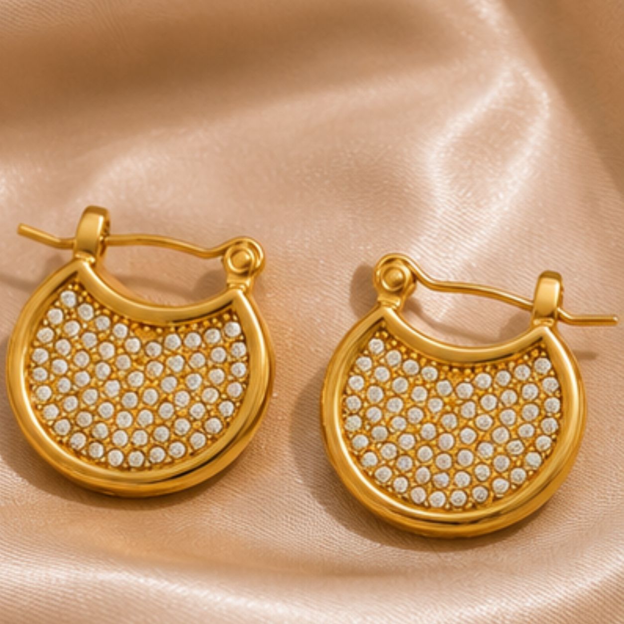 Diya Pave Crescent Hoops