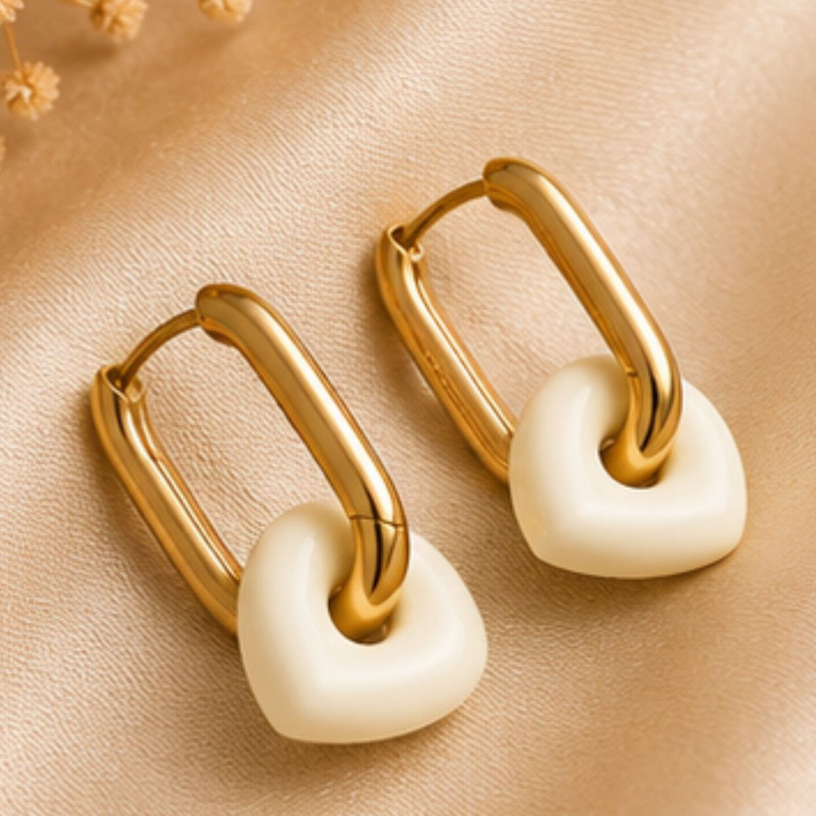 Elina Porcelain Heart Hoops