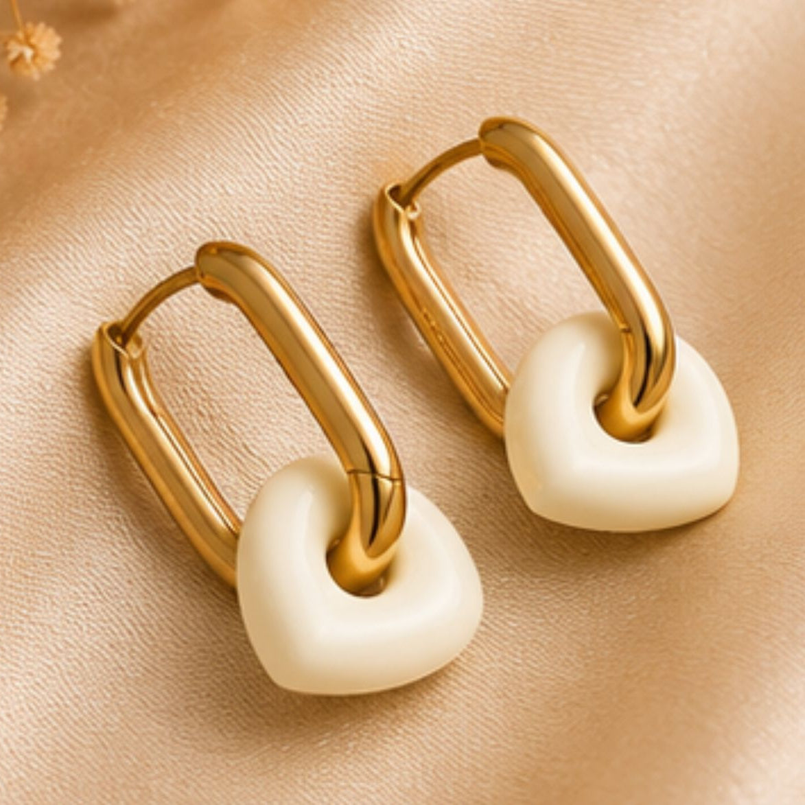 Elina Porcelain Heart Hoops