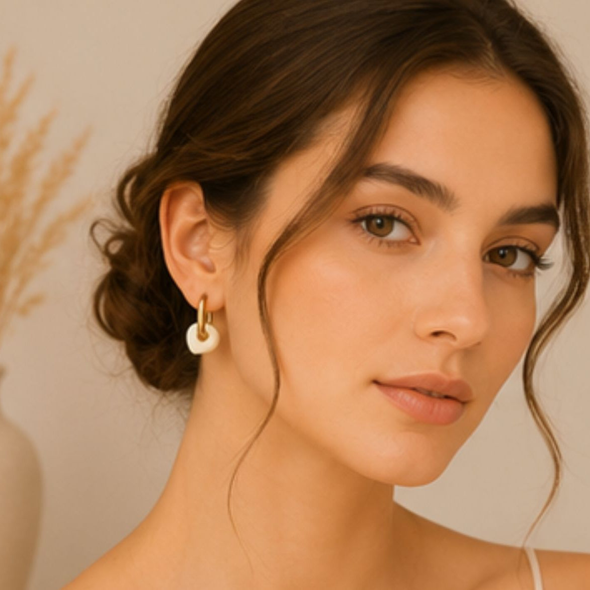 Elina Porcelain Heart Hoops