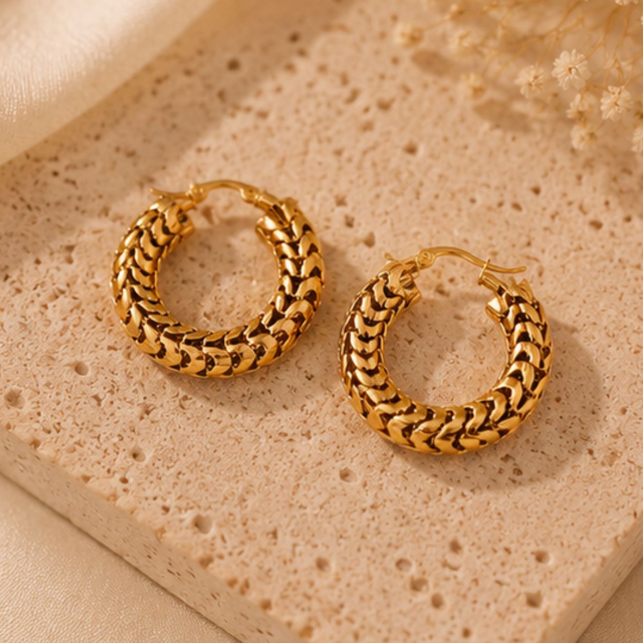 Tanvi Woven Chain Hoops