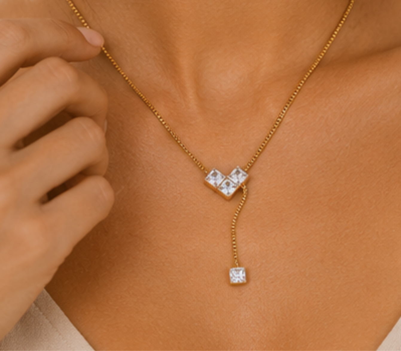 Ivory Crystal Edge Necklace