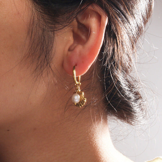 Ila Pearl Shell Hoops